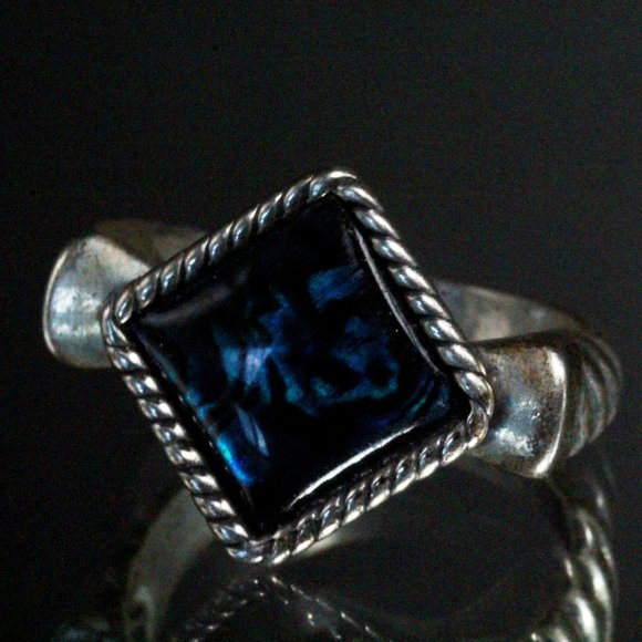 Sterling Silver Carolyn Pollack Relios Southwest Abalone Triangular Ring - Picture 2 of 5